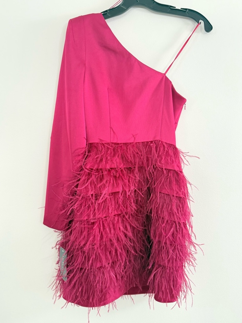 Liv Foster Asymmetric Feathered Satin Minidress Size 0 - Picture 8 of 13